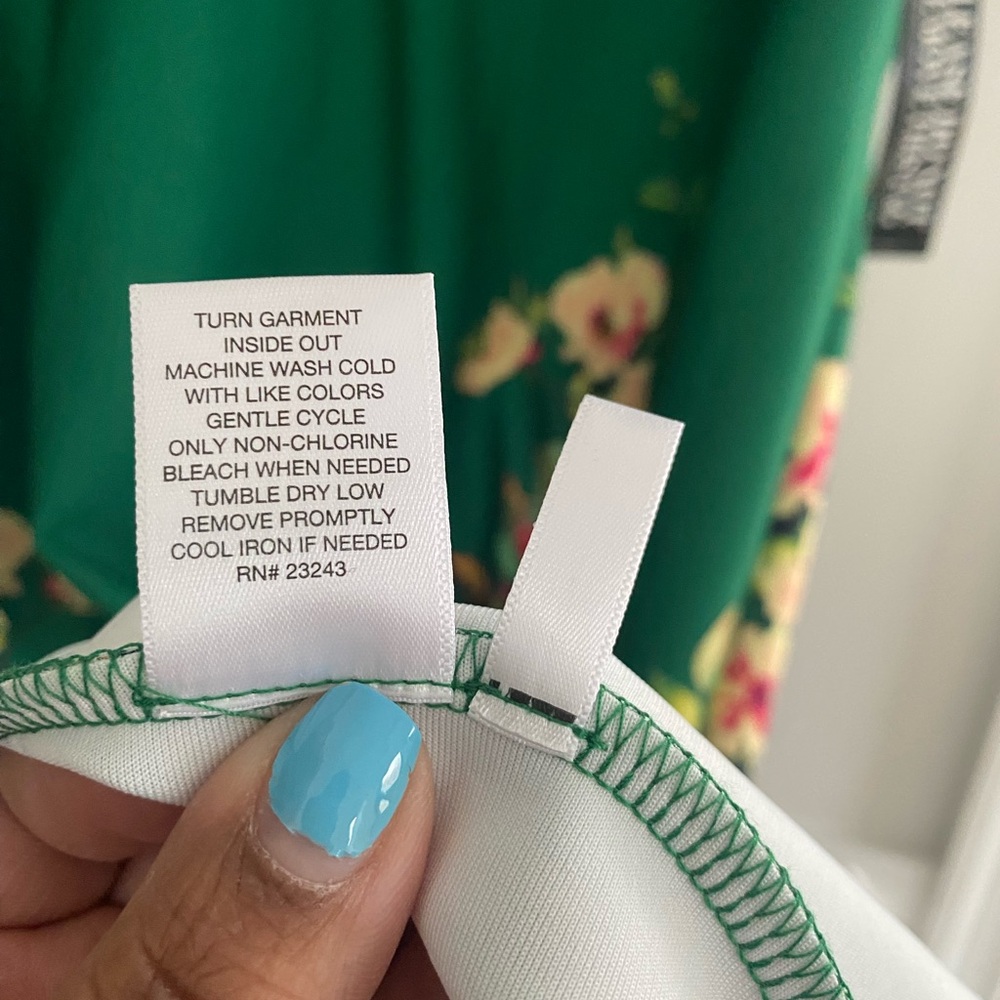 New York & Company Green Midi Dress with Floral Hem - Picture 6 of 7